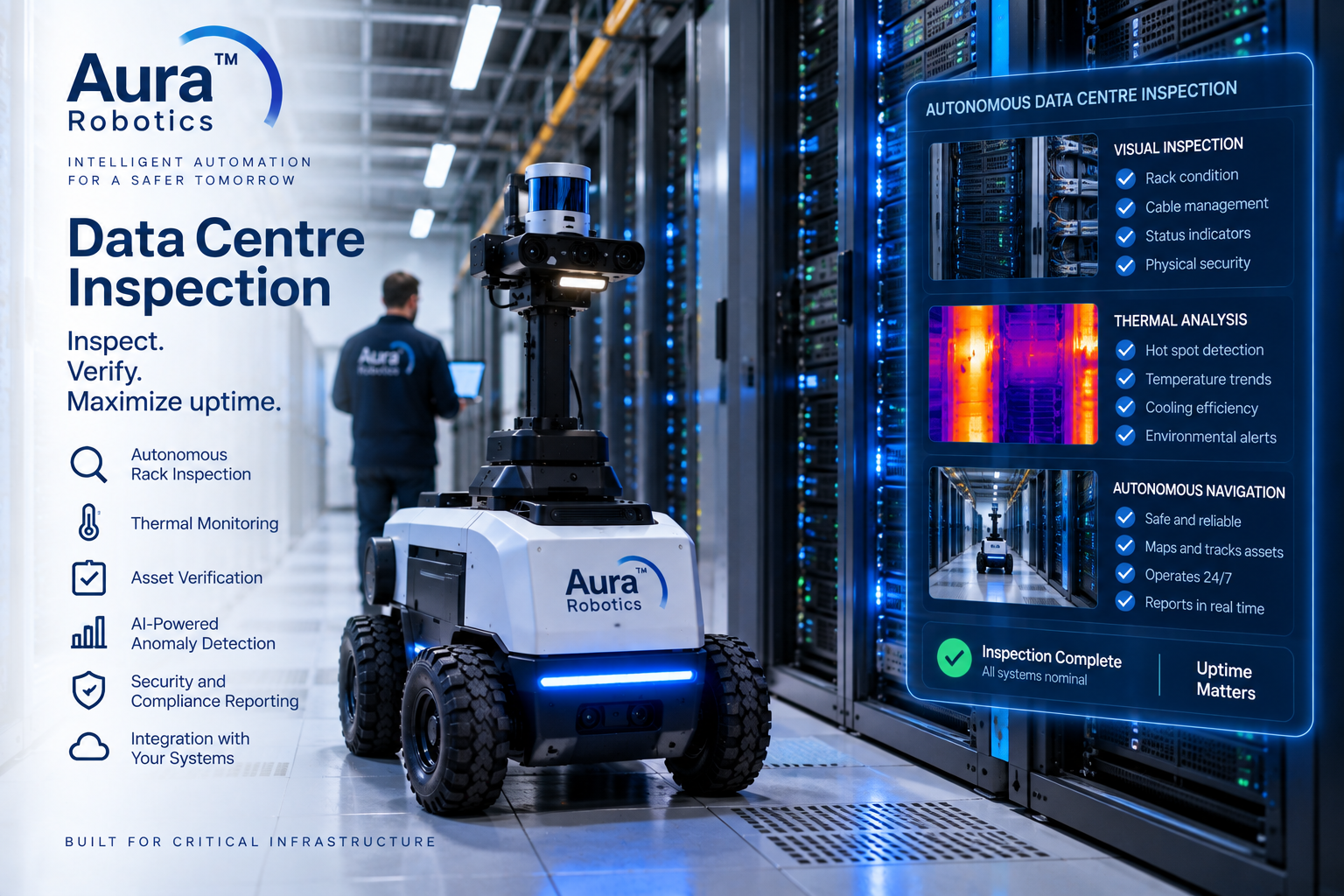 Concept for a robot inspecting a data centre aisle