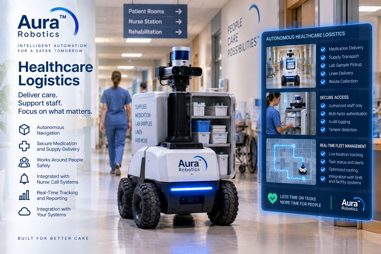 Concept for a healthcare logistics robot in a care facility