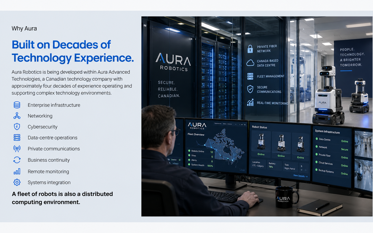 Aura secure infrastructure and robot fleet operations environment